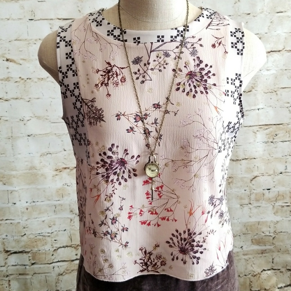 ▪Zara▪Soft 🍑Peach🍑 Mixed Print Crop Top
